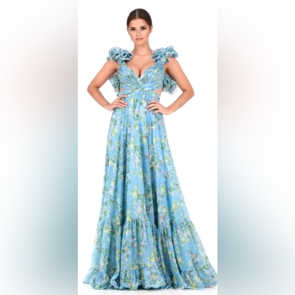 Mac Duggal Chiffon Floral Gown